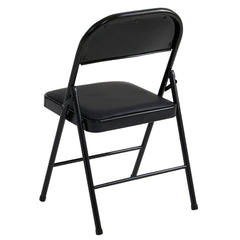 Set of 6 Folding Chairs, Faux Leather Foldable Chairs with Metal Frame and Padded Seat, Easy to Fold and Store for Home, Office, Dining and Reception