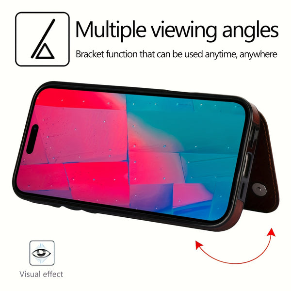 Phone Case -Cardholder-Style Phone Case, Convenient. for Iphone 17 Promax/Pro/ Air, 16 Plus, 15, 14 Pro Max, 13, 12, 11. Gift for Friends, Boys, Girls Or Family. This Business Shock-Resistant Protective Case Features a Solid Color