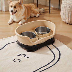 Raised Dog Bowls for Cats and Dogs, Elevated Dog Cat Food and Water Bowls Stands Feeder Dishes with 2 Stainless Steel Bowls, 2 Colours Available