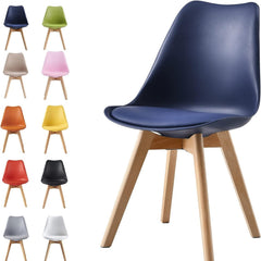 mcc direct 1Pcs Dining Chair Wooden Legs Soft Cushion Pad Stylish DELUXE Retro Lounge Dining Office EVA