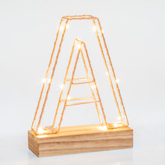 Light Up Letter | LED Alphabet Wire Frame Letter Lights | Rose Gold Copper Initials | Personalised Lighting | Battery Powered | For The Office Living Room Bedroom | Gift For Her