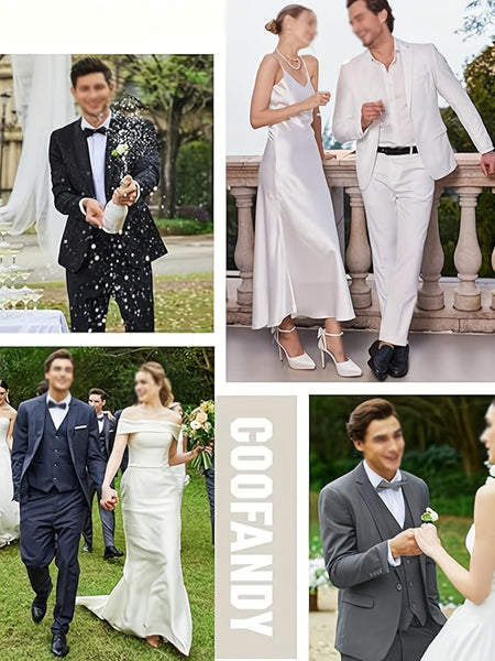 Fashion Men's Leisure Boutique Slim Fit Light Business Suit Set, Wedding Ball Dress Jacket + Vest + Pants 3pcs Suit.