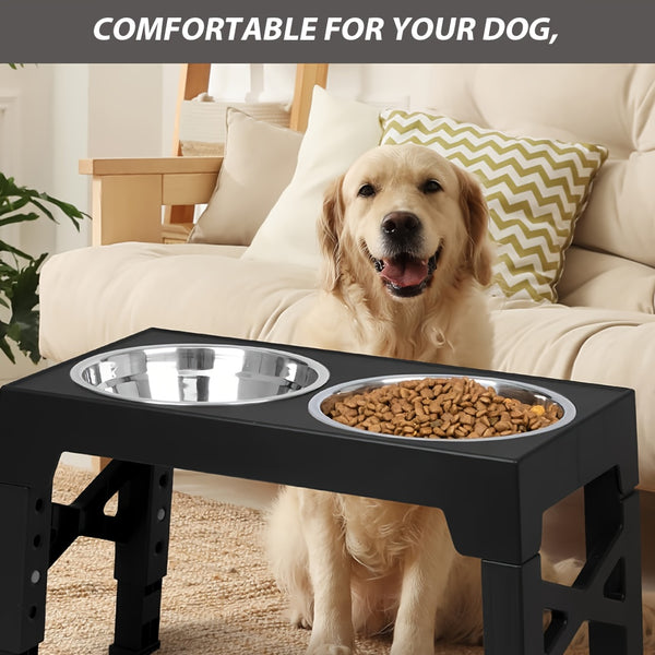 1SET Adjustable Height Pet Feeder Total of 5 Height Cat Bowl Dog Bowl with Two Detachable Stainless Steel Bowls for Dog Neck Protection Makes a Great Valentine'S Day Gift for Small, Medium And Large Dogs