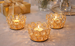 10 Pack Iron Crystal Candle Holders, Bowl-Shaped Decorative Tealight Holders for Table, Wedding, Party & Home Décor