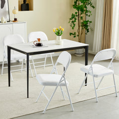 Set of 4 Folding Chairs, Faux Leather Foldable Chairs with Metal Frame and Padded Seat, Easy to Fold and Store for Home, Office, Dining and Reception
