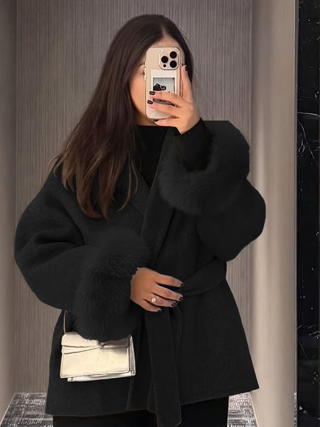 New Autumn/Winter Sophisticated Style Tie-Strap Coat for Women, Elegant and High-End, Overcoat