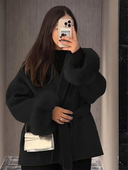 New Autumn/Winter Sophisticated Style Tie-Strap Coat for Women, Elegant and High-End, Overcoat