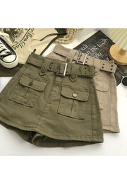 Women's High Waist Cargo Skort with Belt & Built-In Shorts - -Line Mini Skirt, Belted Waistband, Machine Washable Short Length Suitable for,, Casual Attire - Casual Streetwear Outfits