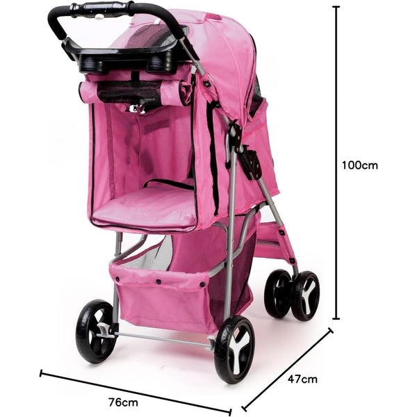 Foldable Pet Stroller With Rain Cover, Portable Foldable Outdoor Walking Cart with Large Space, Hand-Pull Design, Durable Oxford Fabric, Ergonomic Handle & Ventilation Mesh, Lightweight & Sturdy Frame For Small To Medium Dogs - Outdoor Pet Carrier, Modern