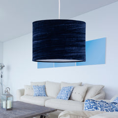 Navy Blue Crushed Velvet 25cm Pendant Light Shade