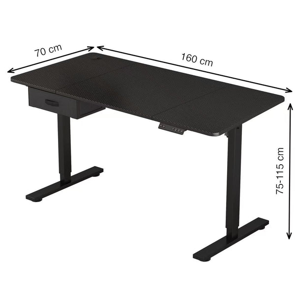 Electric Standing Desk, Sit Stand Table, Height Adjustable Electric Standing Computer Desk with USB Charging Port and Desk Drawer for Home Office