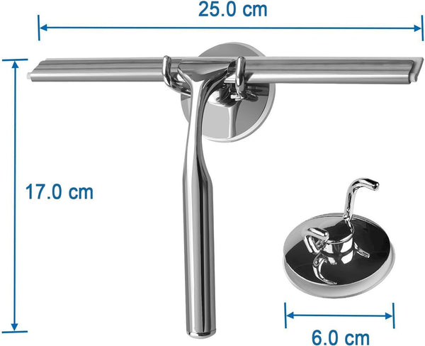 Ulinek Shower Window Squeegee, Stainless Steel Squeegee Shower Wiper Scraper Cleaner with Strong Storage Hook for Bathroom Floor Kitchen Wet Room Mirror Car Window Glass Cleaning