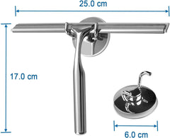Ulinek Shower Window Squeegee, Stainless Steel Squeegee Shower Wiper Scraper Cleaner with Strong Storage Hook for Bathroom Floor Kitchen Wet Room Mirror Car Window Glass Cleaning