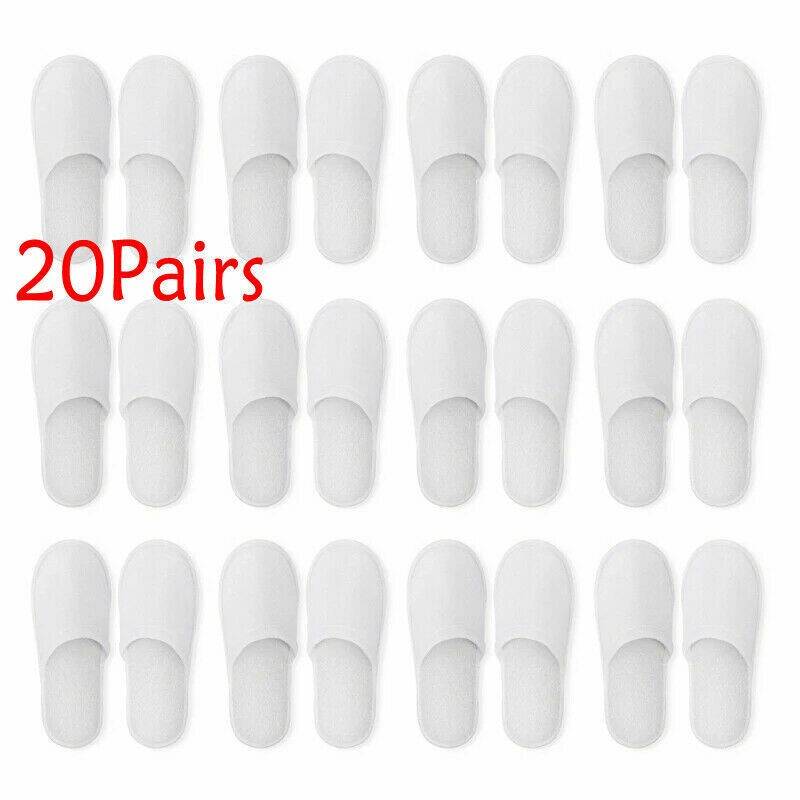 20Pairs Disposable Terry Cloth Slippers for Spa, Hotel, and Guest Use Office & School Supplies