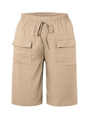 Circle 3pcs Set Standard Size Women's Shorts Casual Beach Pants with Pockets