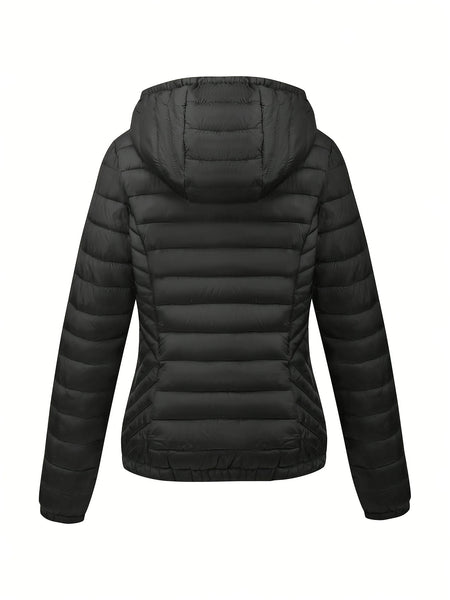 Women's Autumn/Winter Simple Lightweight Hooded Commuter Padded Coat with Pockets