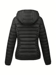 Women's Autumn/Winter Simple Lightweight Hooded Commuter Padded Coat with Pockets
