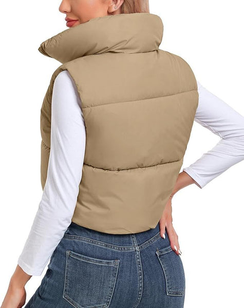 Women's Fashion High Neck Cropped Waistcoat