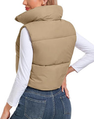 Women's Fashion High Neck Cropped Waistcoat
