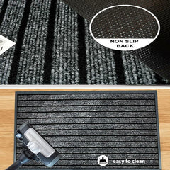 1pc Indoor/Outdoor Rug – 7 Stripe Polypropylene Woven Design with PVC Rubber Back – Heavy-Duty, Waterproof, Non-Slip Dirt-Grabber – Ideal for Entrance, Hallway, Kitchen, Living Room & High-Traffic Areas