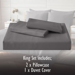 Duvet Cover Set with Matching Pillowcase Microfibre Wrinkle Resistant with Quick Popper Fastening