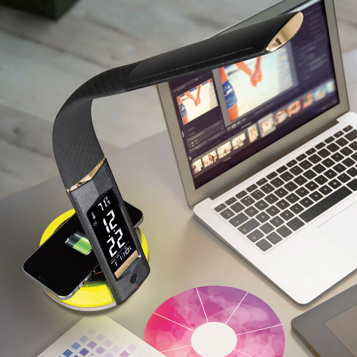 Ottlite Wireless Charging Black LED Table Lamp