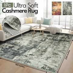 1pc Ultra Soft Cashmere Carpet – Soft Plush Low Pile Bohemian Rug, Non-Slip Rubber Backing Area Mat, Pet-Friendly & Machine Washable Floor Mat for Living Room, Bedroom & Home Decor, Perfect Holiday Gift