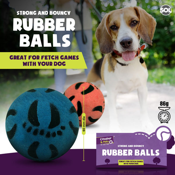 4 Pack Rubber Dog Balls | Bouncy Pet Play Balls for Dogs & Puppies | Durable Solid Rubber Fetch Toys | Brightly Coloured Dog Toy Balls for Fun Indoor & Outdoor Play