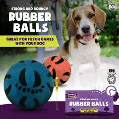 4 Pack Rubber Dog Balls | Bouncy Pet Play Balls for Dogs & Puppies | Durable Solid Rubber Fetch Toys | Brightly Coloured Dog Toy Balls for Fun Indoor & Outdoor Play