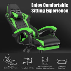 GartistGo Gaming Chair With footrest,Computer Chairs with Lumbar Cushion + Headrest, Height-Adjustable Office Chair for Adults, Girls, Boys
