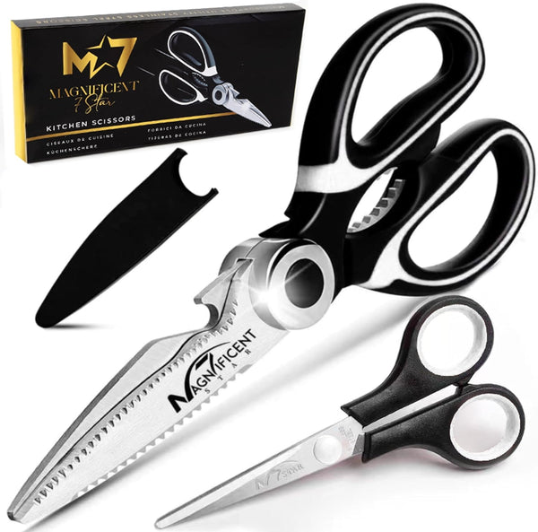 Magnificent Kitchen Scissor, Heavy Duty Scissors for Kitchen Use with Safety Cover & Soft Grip & Multi-Functional Utility Scissors, Shears for Meat Poultry Herbs Cutting, Bottle Jar Opener