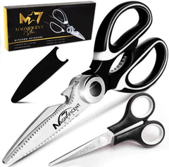 Magnificent Kitchen Scissor, Heavy Duty Scissors for Kitchen Use with Safety Cover & Soft Grip & Multi-Functional Utility Scissors, Shears for Meat Poultry Herbs Cutting, Bottle Jar Opener