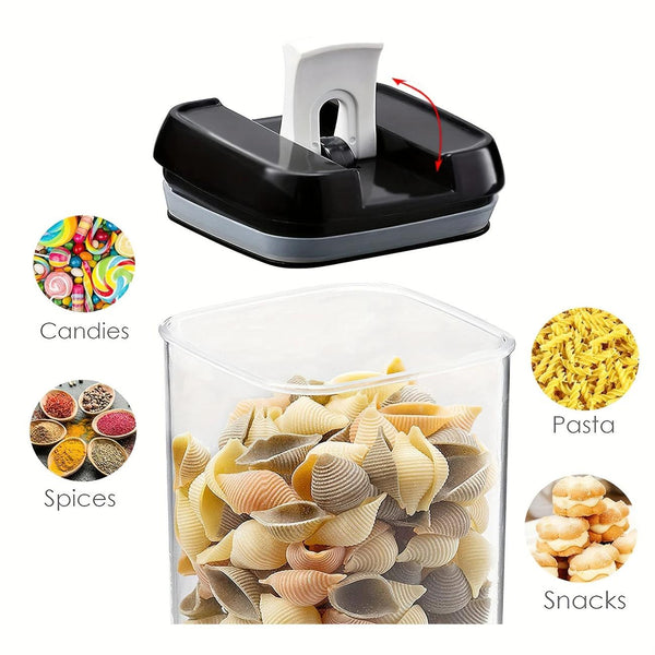 7pcs Sealed Candy Jars with Lids, Kitchen Food Storage Box Set, Stackable Pantry Organiser Jars for Cereal Flour, Sugar, Fridge Parts Kitchen Accessories