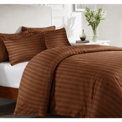 FAURA TEXTILES -Ultra Soft Striped Duvet Cover Set with Pillowcases – Elegant Modern Bedding Set, Smooth Comfortable Finish, Easy Care, Single Double King Super King Sizes