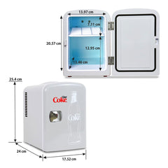 Coca Cola 4L Mini Fridge Diet Coke 6 Can Portable 12V Cooler / Warmer in Grey