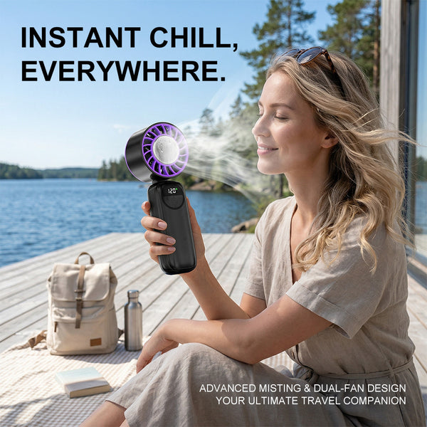 Portable Handheld Fan, 2-in-1 High-Speed Cooling Fan: Built-in Gel Ice Pack for summer, Perfect for Office, Travel & Outdoors