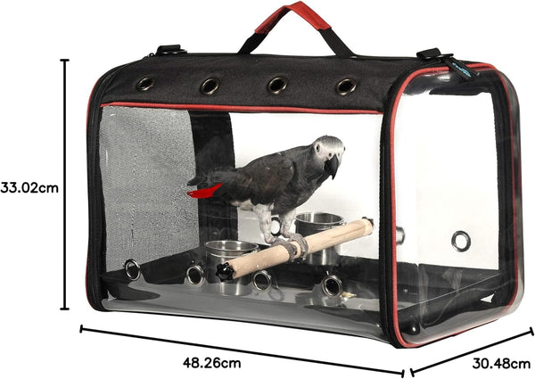 Colorday Lightweight Bird Carrier, Bird Travel Cage (Large 19 X 12 X 13, Black)