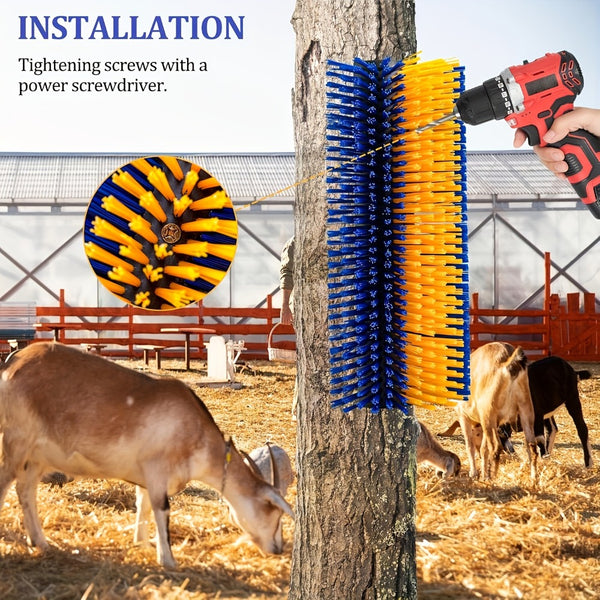 Horse Grooming Brush, Massage & Cleaning Brush with Plastic Horsehair, for Horses Cattle Goats Sheep Pigs