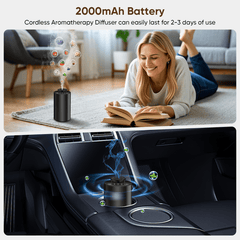 Hydrocarbon-free essential oil diffuser - Wireless aromatherapy diffuser - Car aroma diffuser with timer function and 3 spray modes - Black aluminum alloy material
