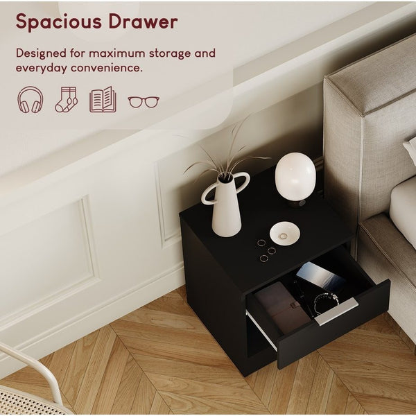 Vida Designs Trega 1 Drawer Bedside Chest Set Of 2, End Table Nightstand Space Saving Storage Organizer Bedroom Furniture