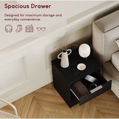 Vida Designs Trega 1 Drawer Bedside Chest Set Of 2, End Table Nightstand Space Saving Storage Organizer Bedroom Furniture