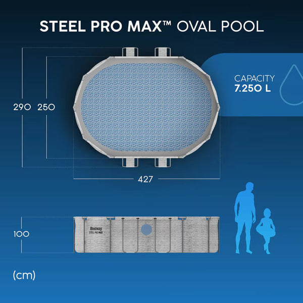 Bestway® 14Ft (4.2M) Steel Pro MAX™ Splashview™ Oval above Ground Pool Set