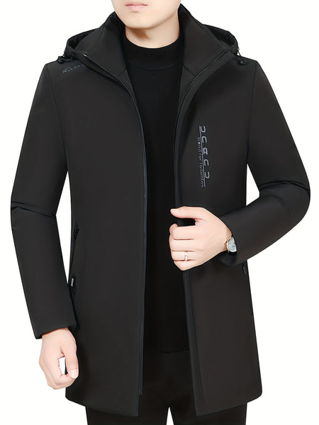 Hat-less Mid-Length Faux Winter Padded Checkered Lining Coat with Double Inner Pockets and Ribbed Cuffs