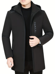 Hat-less Mid-Length Faux Winter Padded Checkered Lining Coat with Double Inner Pockets and Ribbed Cuffs