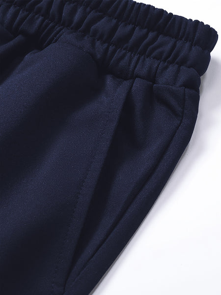Three-pc Men's Solid Color Plain Elastic Waistband Drawstring Ribbed Cuffed Casual Jogger Pants, Men's Dress Administrative Trousers