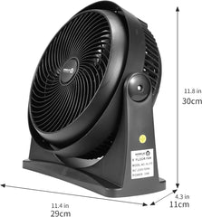 Powerful Turbo Desk Fan – 90° Adjustable Tilt Air Circulator Fan, Ultra-Quiet 3-Speed Table & Wall Mountable Fan for Bedroom, Home, Office (Black)