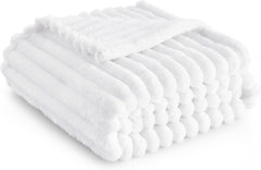 Bedsure Fleece Throw Blanket for Sofa - Fluffy Cosy Warm Blankets for Bed, Soft Cute Single Throw Gifts for Women and Girls, off White, 130X170 Cm