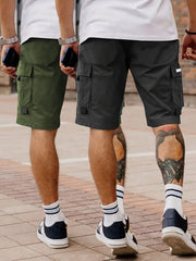 Set of 2 Men'S Summer Casual Woven Strap Cargo Shorts