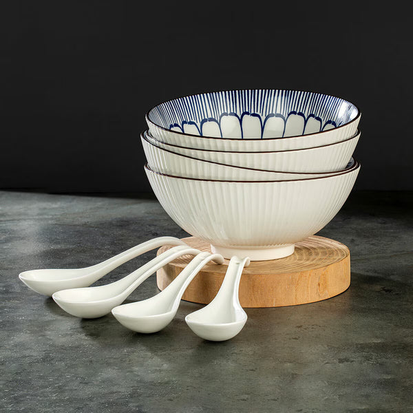 Signature Housewares Ramen Bowls with Spoons, 4 Piece