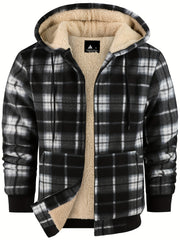 Jacket for Men Heavyweight Fleece Hoodies Thick Sherpa Lined Flannel Plaid Shirt Jacket